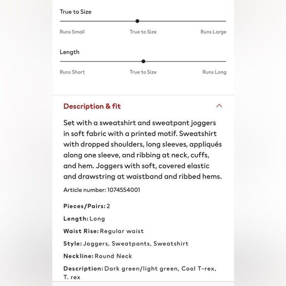 H&M Kids Cool T-Rex 2 Piece Printed Set. Dark Green/ Light Green - Picture 5 of 5